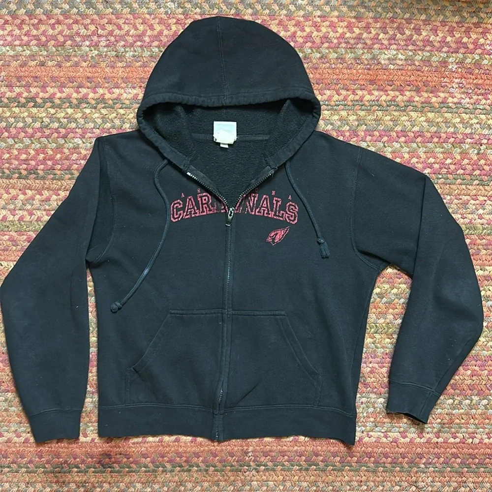 ARIZONA CARDINALS NFL BLACK ZIP UP HOODIE - Picture 4 of 7